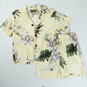 🛍Boys pastel yellow with tropical vacation outfit
